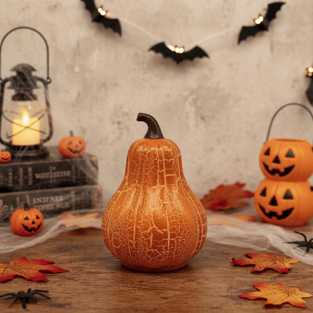 Glowing Halloween LED Pumpkin Light Surface Crack Design Table Pumpkin Ornament Bedroom