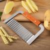 Stainless Steel Wave Knife Spike French Fries Cutter Creative Corrugated Noodle Knife Wooden Handle Potato Cutter