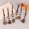 Vintage Brass Tibetan Buddhism Mantra- Bell Keychains Lanyard Pendants Handmade Rope Car Key Chain Rings Hanging Jewelry