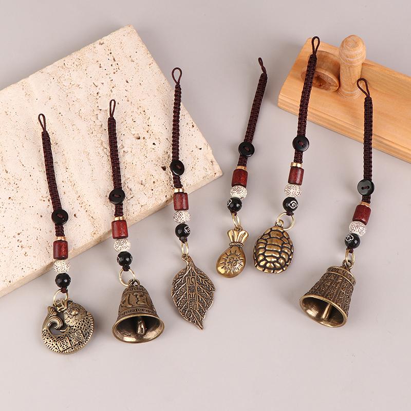 Новые винтажные латунные тибетские буддийские мантры-колокольчики брелки для ключей подвески на шнурке ручная работа веревка автомобильный брелок кольца подвесные украшения