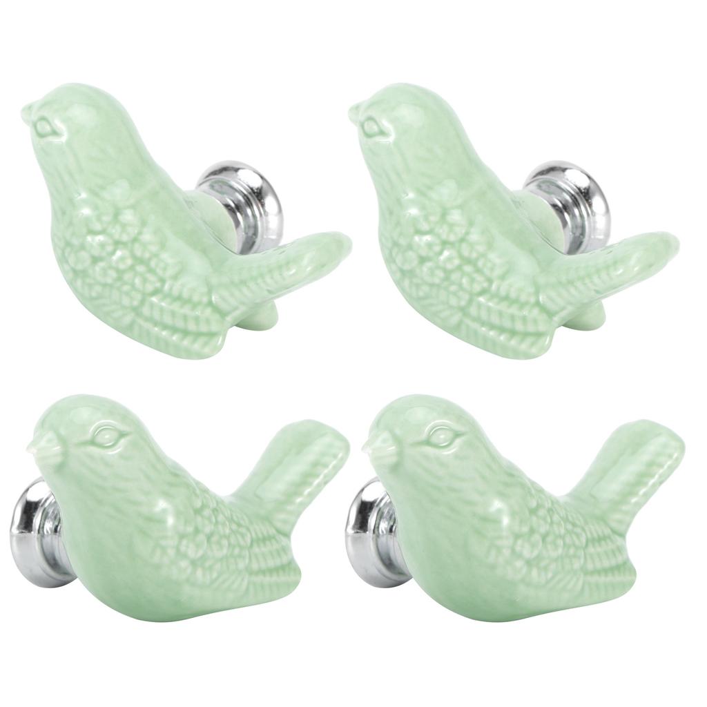 4 комплекта керамических ручек в форме птицы, сделай сам, дверные ручки для ящиков шкафов, мебельные аксессуары, зеленый
