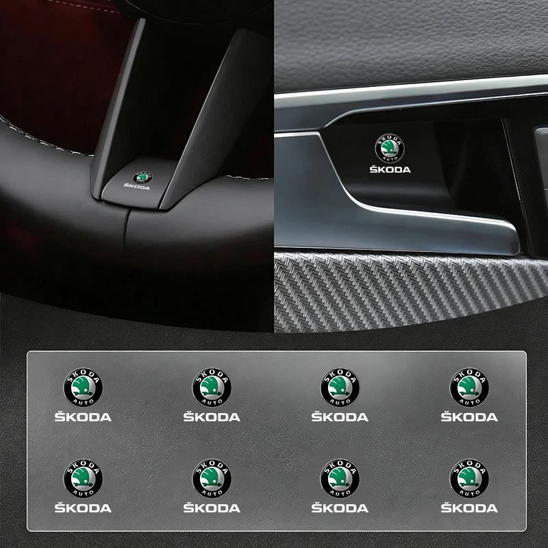 XOWS7 Car Interior Steering Wheel 3D Sticker Logo Car Accessories Tool for Skoda RS Rapid Yeti Karoq Vision Octavia Kodiaq Kamiq Fabia