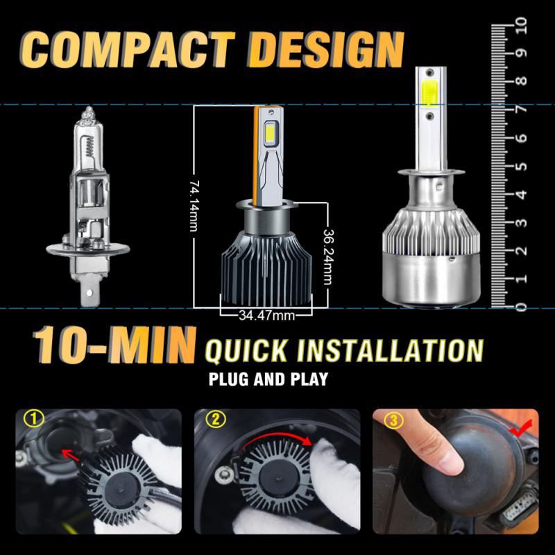 K5C Plus H1 H7 Led 9005 HB3 9006 HB4 H4 H11 светодиодные лампы для фар Canbus диодные автомобильные фары 12 В 6000 К 40000 люмен супер яркие