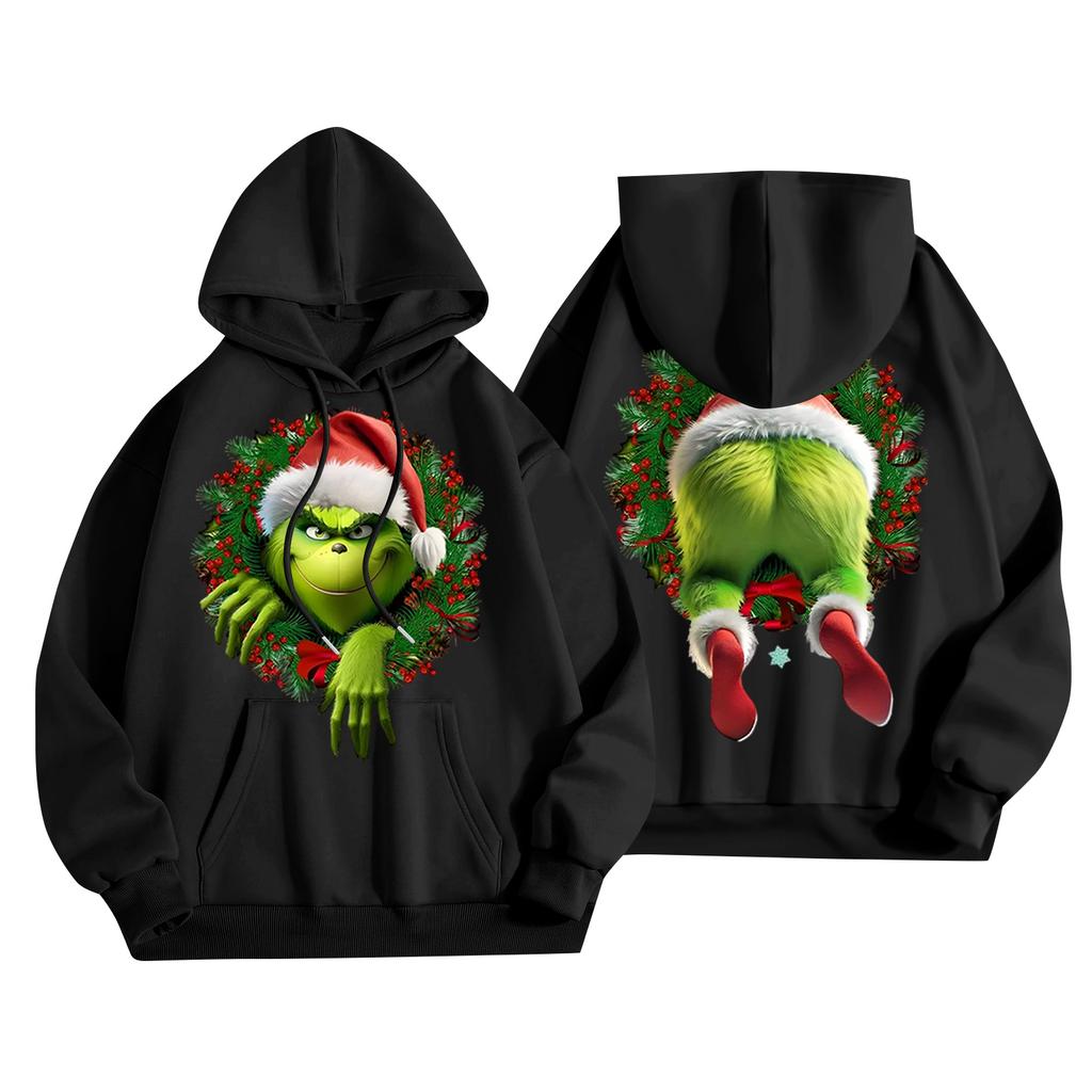 Женская повседневная модная толстовка с капюшоном и карманами с рождественским принтом букв