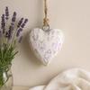 Large Wood Heart Hanging Ornament Lavender Floral