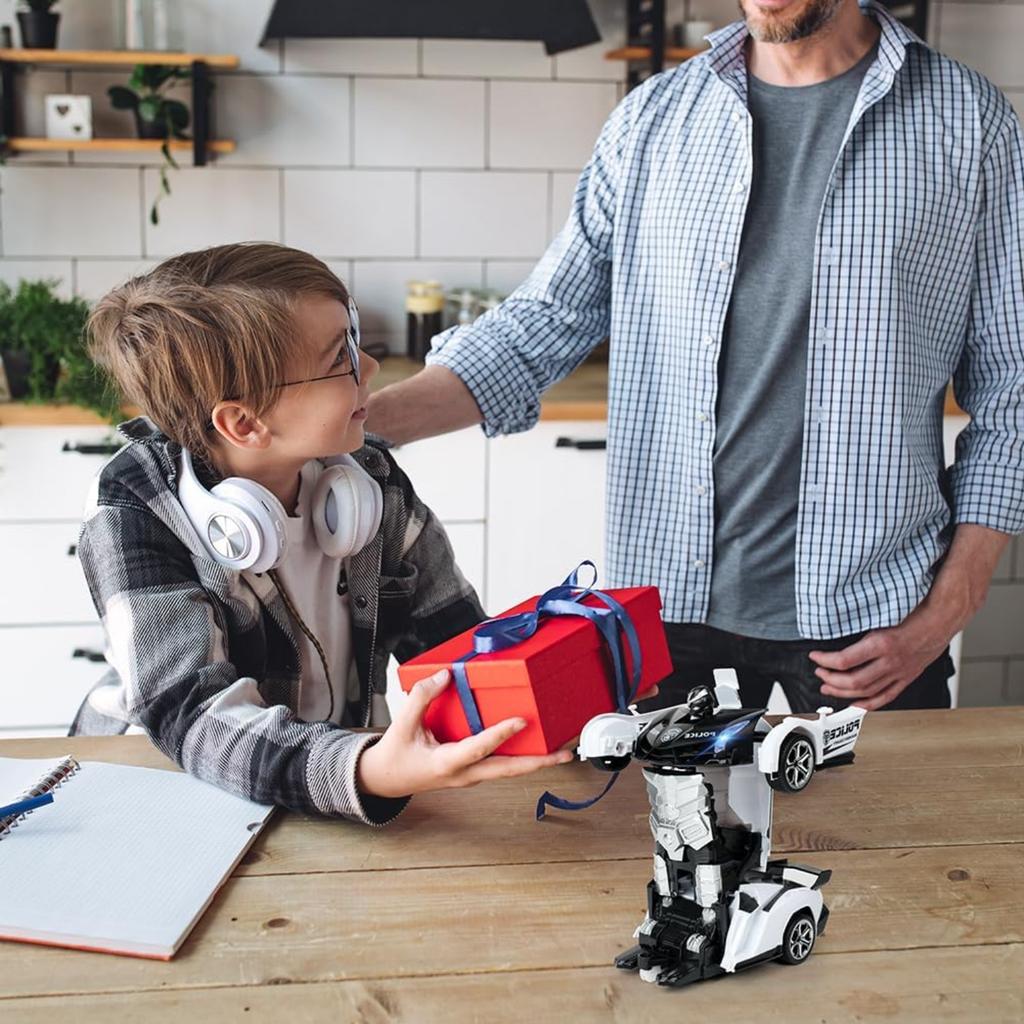 2-in-1 Transformer RC Car, Remote Controlled Car, 1:18 Distorting Race Car with Light and Sound, Toy for Kids 6-12 Years