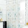 Shower Curtain Bathroom PEVA Beach Shell Bathroom Waterproof Mildew Proof Shower Curtain With 12pcs