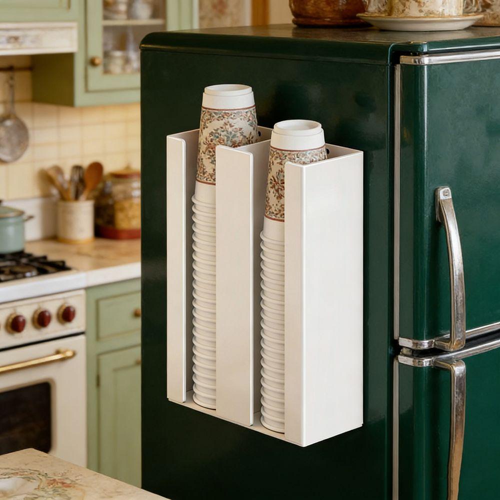 Iron Paper Cup Dispenser Large Capacity Cup Storage Rack Durable Paper Cup Organizer Refrigerator