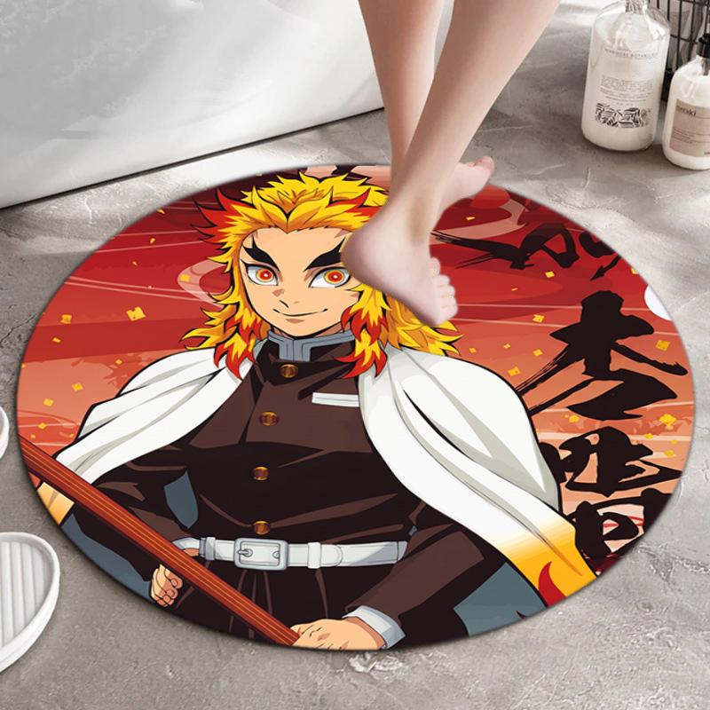 Classic Japanese-style cartoon Demon Slayer round rug, home soft decorative anti-slip yoga mat and chair mat, outdoor floor mat carpet K35
