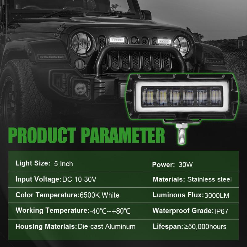 5 inch LED Light Bar DRL Work Light Pods Off Road Headlight Driving Fog Lamp For Lada Niva Car Truck Motorcycle SUV ATV 12V 24V
