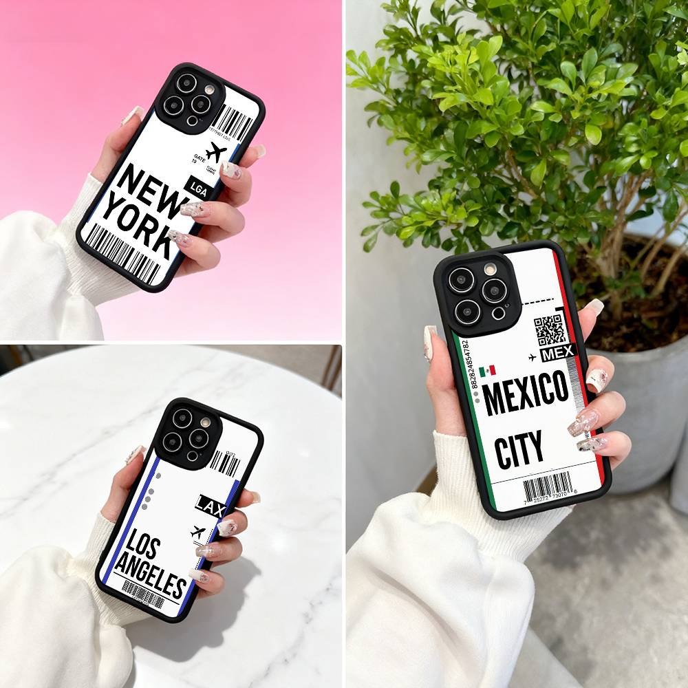 Funny World City Tourist Ticket Soft Silicone Case For iphone 17 Air 16 15 14 13 12 11 Pro Max Plus Shockproof TPU Phone Cover