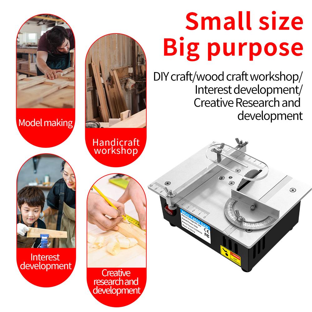 Мини настольная пила DIY 96 Вт 5000 об/мин Прецизионный компактный режущий станок для дерева, печатных плат, пластика, алюминия, вилка ЕС/США