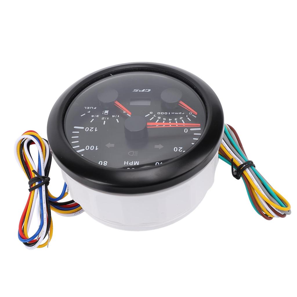 3 in 1 GPS Speedometer Tachometer Fuel Level Gauge with Turn Signal 3 3 8in 120MPH 8000rpm 7 Colors Backlit for RV