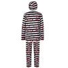 Полосатый костюм заключенного на Хэллоуин для детей и взрослых - Тема ужасов для Фестиваля призраков с дизайном пятен крови