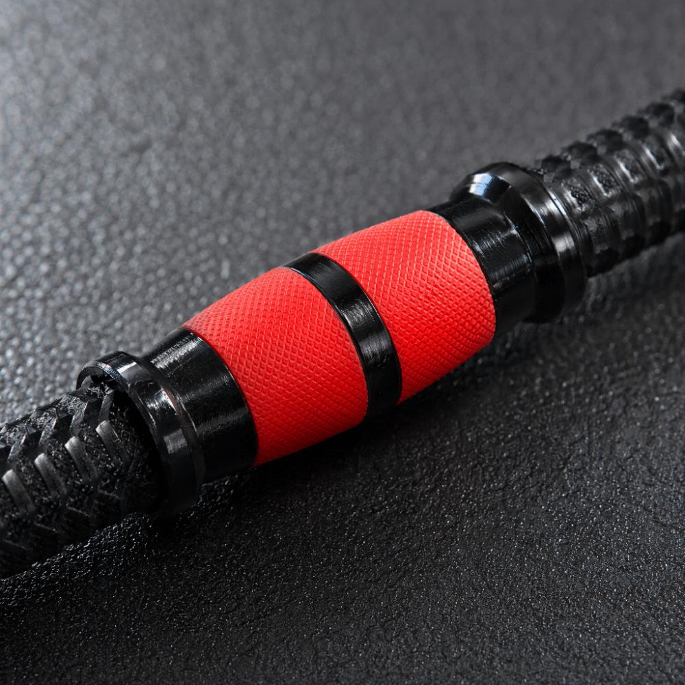 3PCS Steel Dumbbell Handle Set PVC Grip Black and Red Dumbbell Portable Weight Bar Set Home Gym