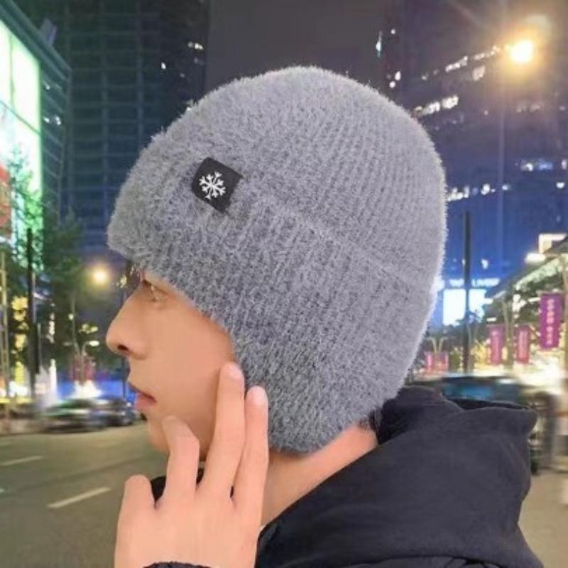Wool hat, autumn and winter warm knitted hat, ear-covering hat, women's outdoor cycling windproof hat, men's beanie
