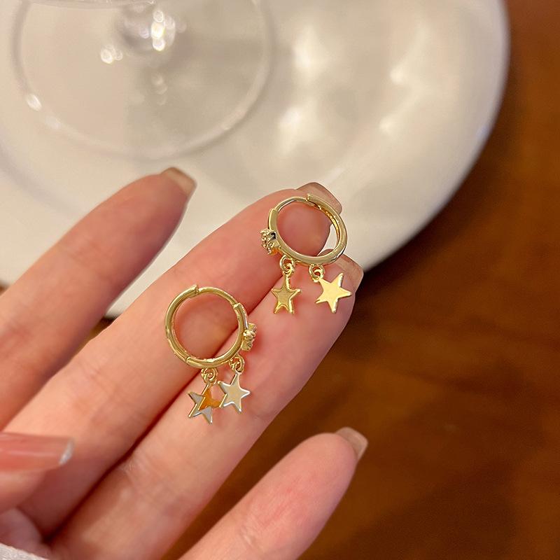 Женские простые легкие роскошные серьги-пряжки в форме пентаграммы с микро-инкрустацией циркония, серьги-гвоздики Niche Design