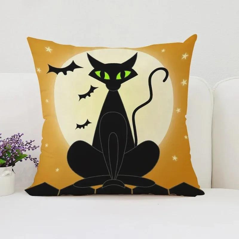 Декоративная наволочка с изображением тыквы и кошки на Хэллоуин, подходящая для дома, гостиной, дивана, спальни, декоративная наволочка