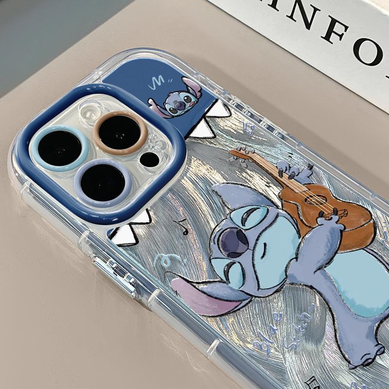 Чехол-перо Stitch для гитары для Apple 16/15/Huawei Honor Xiaomi Чехол для телефона 13 Pro Max Полное покрытие