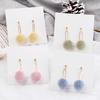 925 Silver Needle Wool Ball Earrings: Fashionable Candy-Colored, Cute Metal Splicing, Long Earrings for Autumn and Winter.