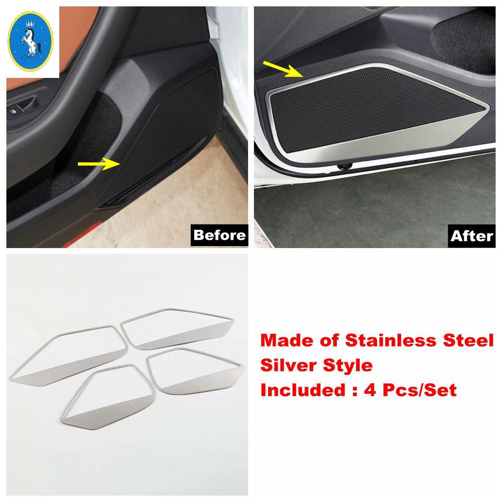 Silver Car Door Loudspeaker / indow Pillar A Stereo Speaker Panel Cover Trim Accessories For VW Volkswagen Arteon 2018 -