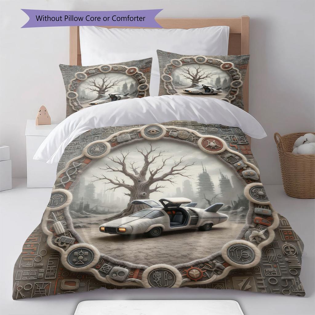 FeltBladeRunner Pattern Bedding Quilt Set Quilt Cover Pillowcase Home Decoration Birthday Gift (1 * duvet cover + 2 * pillowcase, without core)