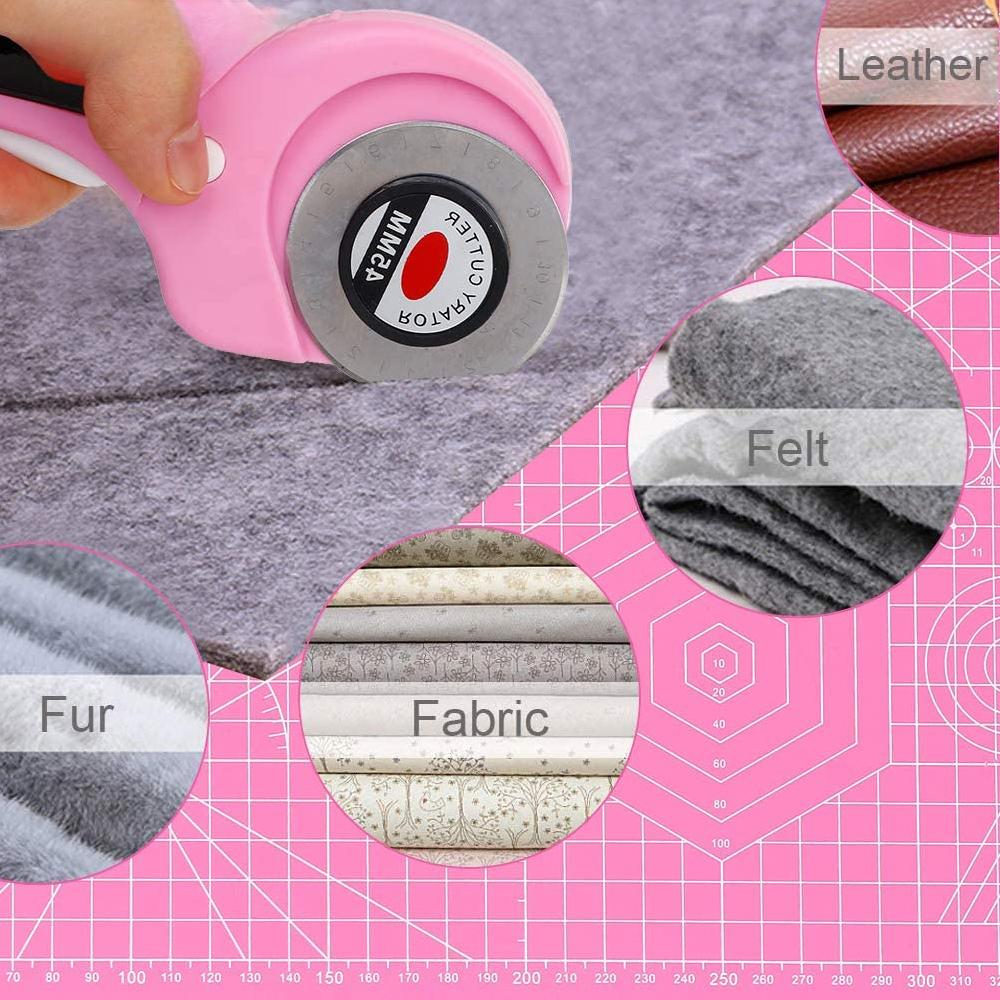 Роторный резак 45 мм с 5 шт. сменными лезвиями, зажимами для шитья и маркером для ткани для самостоятельного шитья ткани, кожаного шитья
