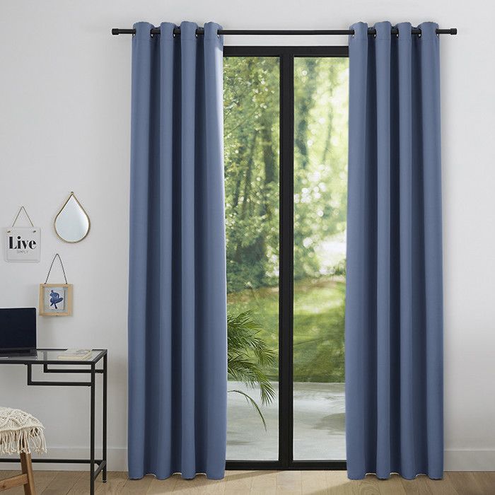 Lot de 2 Rideaux occultant 140 x 260 cm "Night" Bleu Tendre