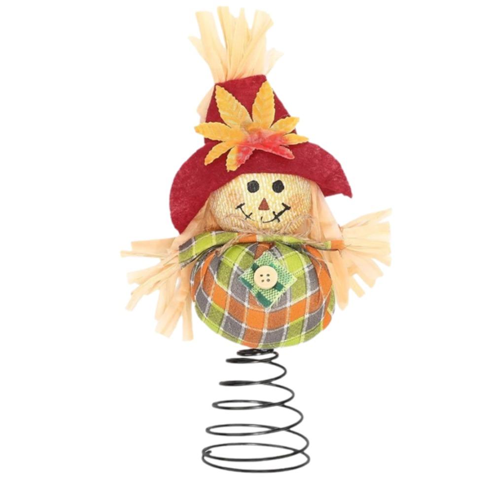 Terrifying Straw Doll Ornament Flexible Spring Base Halloween Raven Desk Doll Ghost Festival