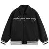 Wade Series Letter Splicing Single-Breasted Polo Loose Cotton Jacket Men Jackets Black AJMU027-1