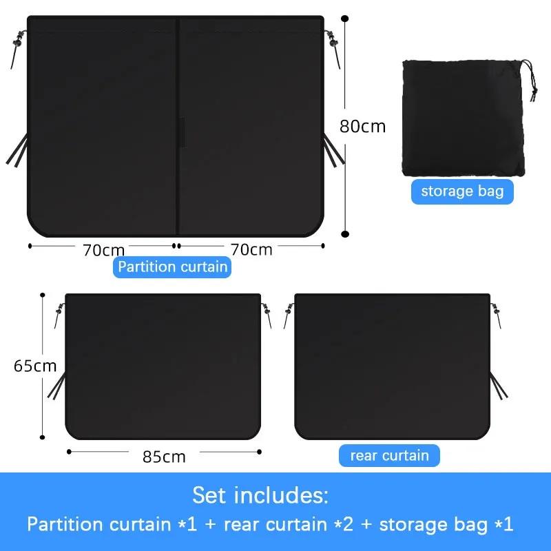 Car Rear Partition Curtain Detachable Privacy Sunshade Curtain for Travel Camping Nap Night Automotive Interior Accessories