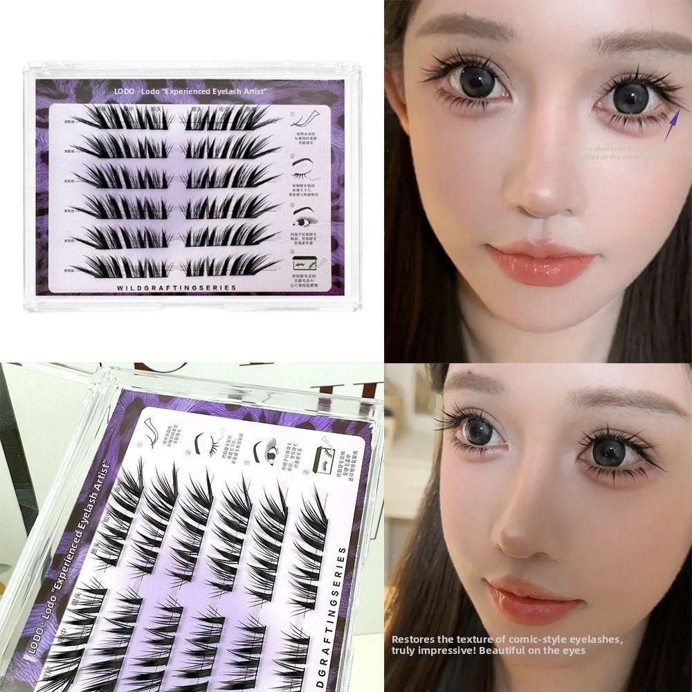 Comic Style Black Swan False Eyelashes Without Glue 6 Rows Fake Eyelashes  Party