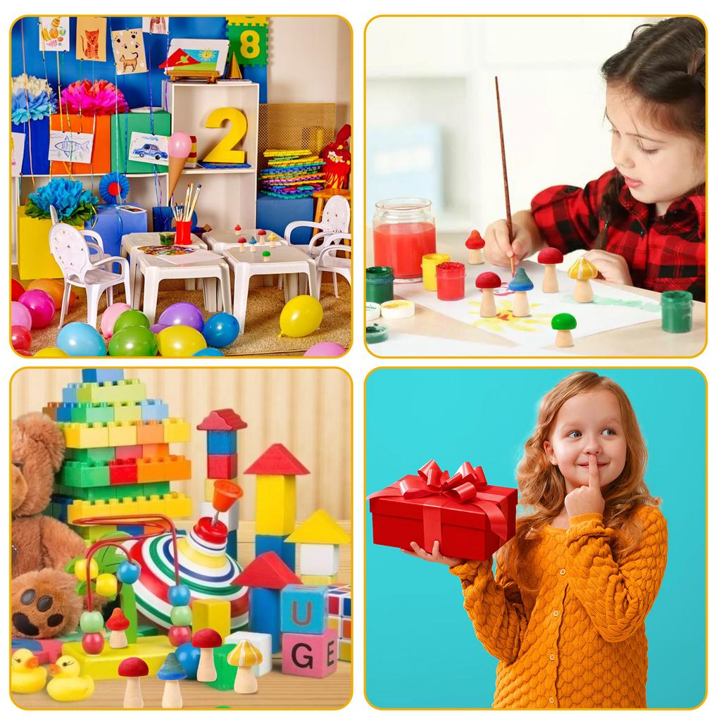 30pcs Unfinished Wooden Mushroom or 20pcs Mini Doll for Arts and Crafts DIY Projects Kids Birthday Christmas Gifts Painting Wood