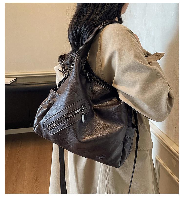 2025 Женская Модная Текстурированная Сумка-Тоут Большой Вместимости на Плечо и Через Плечо