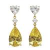 Sterling Yellow Pear Cubic Zirconia Drop Earrings Luxury Fashion Women Ear Accessories for Engagement Wedding Jewelry