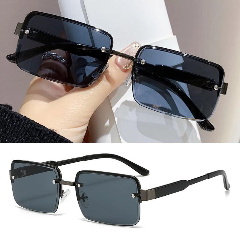 Korean Fashion Aviator Sunglasses For Men And Women Metal Small Square Frame Gradient Lens Shades Glasses Outdoor UV Resistance