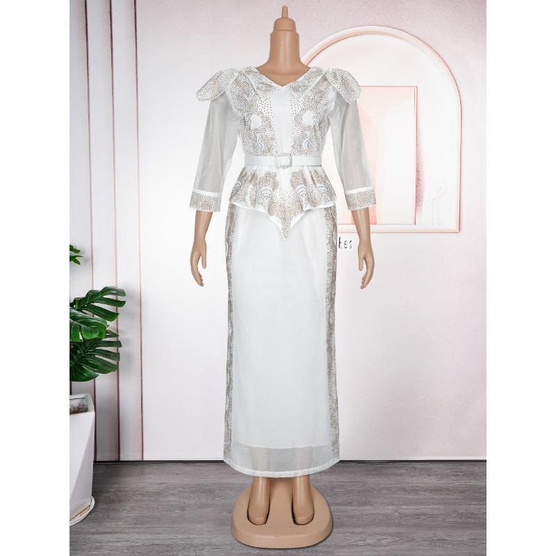 Плюс Размер Женская Мода Горячая Бриллиантовая Рождественская Вечеринка Поддельные Два Платья