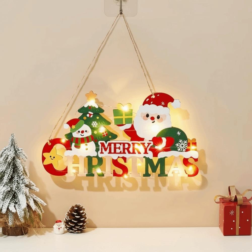 Light Up Christmas Door Sign Reindeer Pattern Christmas Hanging Plaque Farmhouse Indoor