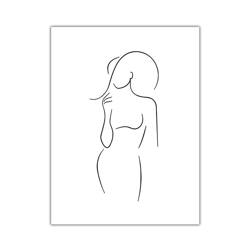 Beige Flowers Beauty Line Drawing Leaves Retro Wall Art Canvas Painting Nordic Posters And Prints Pictures for Living Room Decor