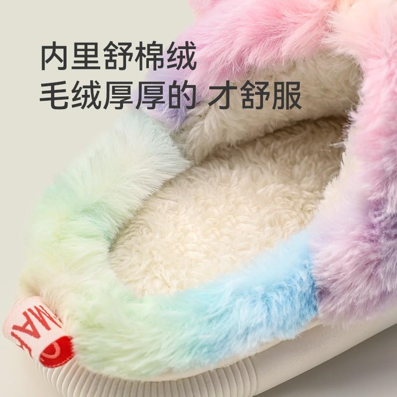 Girls Warm Fleece Lined Cotton Slippers With Heel Cover Cartoon Animal Design Indoor Use Fall Winter
