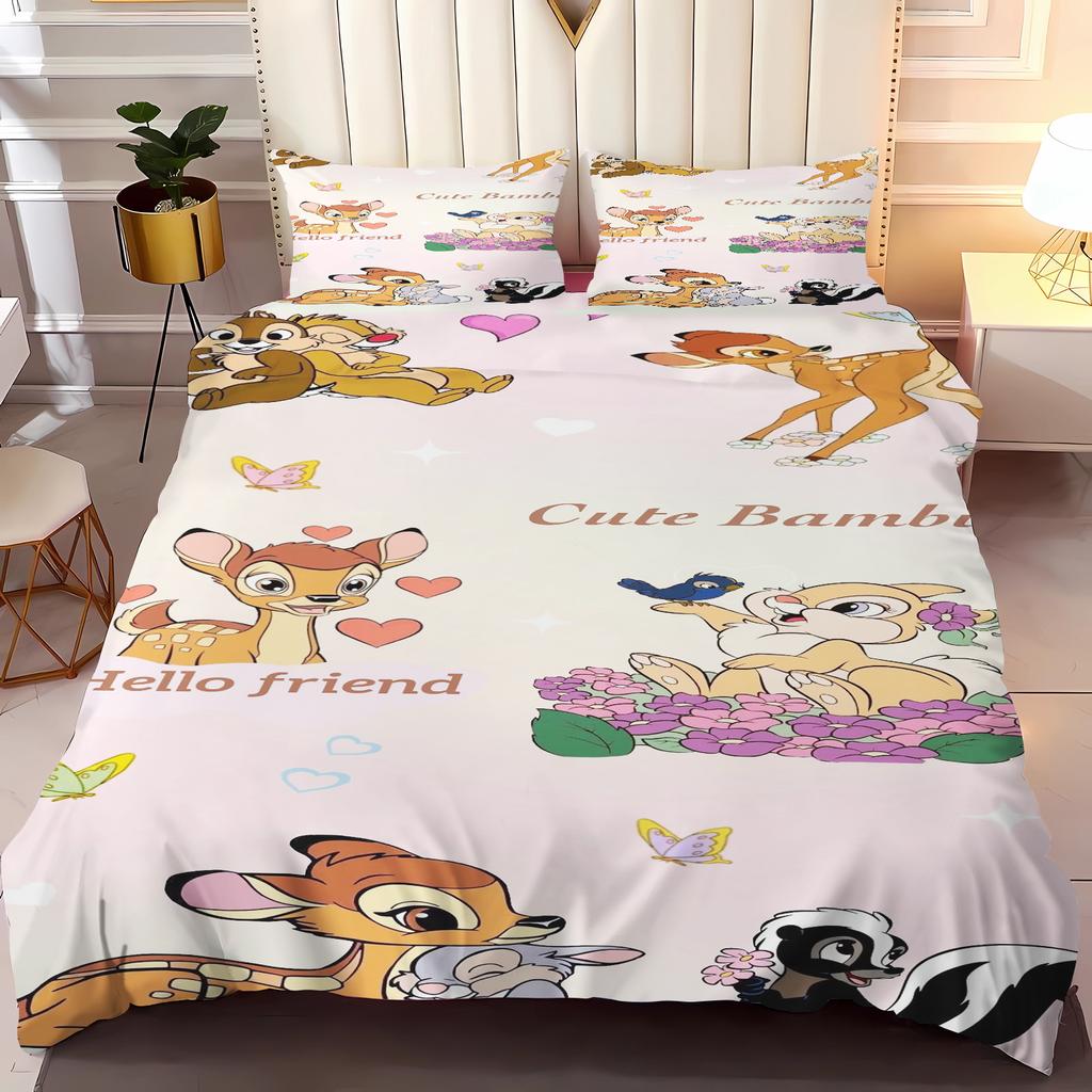 Комплект постельного белья "Бэмби" для пары Пододеяльник Размер Twin Комплекты 100% Полиэстер 3D Детский комплект постельного белья 3 предмета 1 пододеяльник