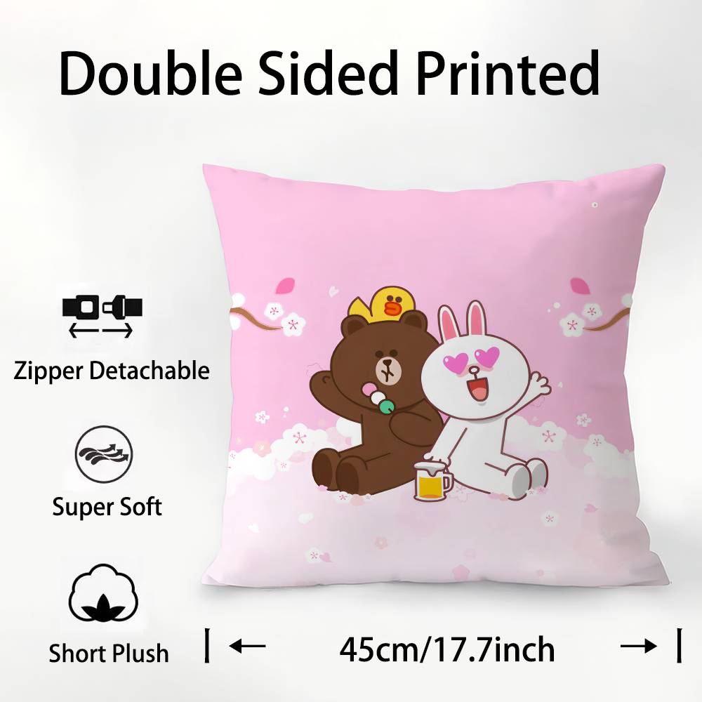 B-Brown И C-CONY Наволочка Плюшевая Ткань Мягкая Наволочка Двусторонняя Печать Чехол для Подушки Бытовые Подарки