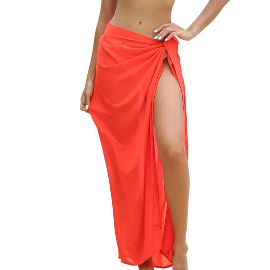 Женская пляжная юбка на шнуровке, однотонная, прозрачная, тонкая, быстросохнущая, струящаяся, солнцезащитная, бикини-накидка