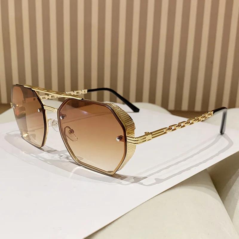 Крутые квадратные дизайнерские солнцезащитные очки женские мужские металлическая оправа геометрические солнцезащитные очки женские мужские модные очки от солнца UV400