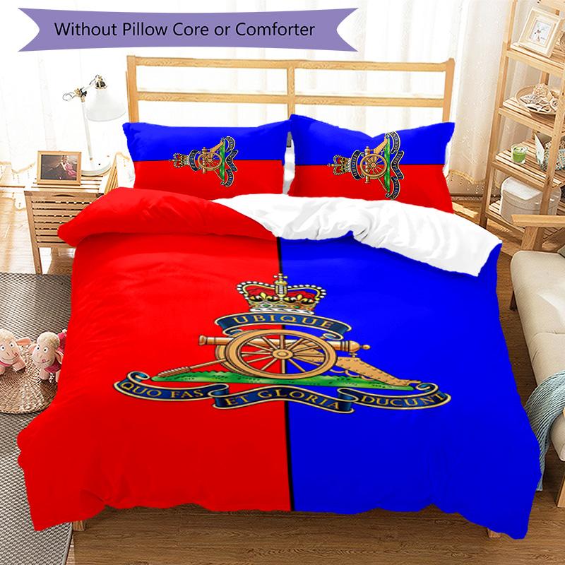 British Royal Artillery 3pcs Bedding Set Duvet Cover Closure Includes 1 Duvet Cover & 2 Pillowcases for All Seasons Bedroom Home Dorm Decor