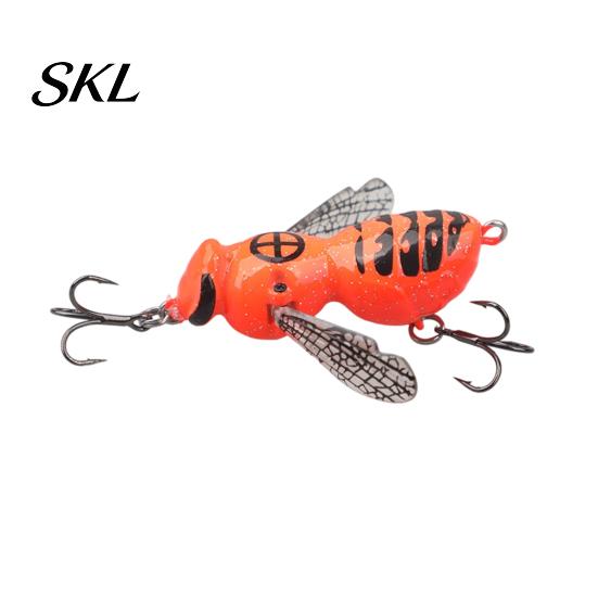 Topwater Fishing Bait 5G/4.8CM Bionic Wasp Lure, Floating Hard Hornet Lure with Acoustic Artificial Insect Noise Steel Ball, for Freshwater Saltwater