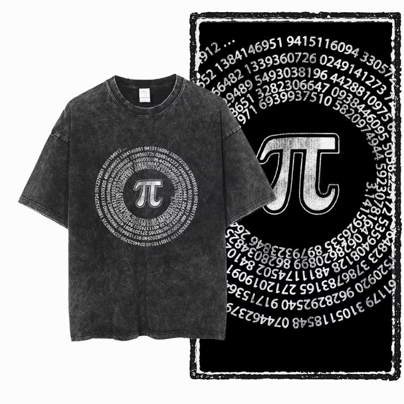 Хлопковая футболка унисекс SC Math Theme Pai с кислотной стиркой и эксклюзивным принтом, крутая уличная одежда, мужские футболки, большого размера, для мужчин