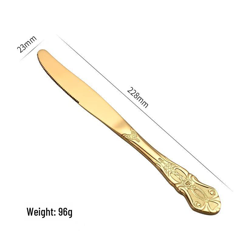 Набор столовых приборов из нержавеющей стали в европейском стиле с полым рельефным дизайном: Королевский нож, вилка и ложка.