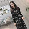 2023 Spring Korean Style Floral Chiffon A-Line Dress for Women