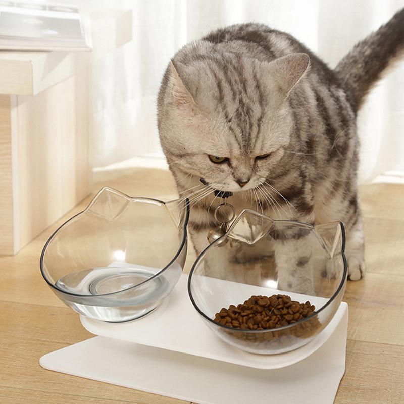 Миска для кошек, 1 шт., миска для кормления домашних животных, наклонная миска, зоотовары, миска для защиты шеи, двойная миска, миска для корма для домашних животных, миска для риса